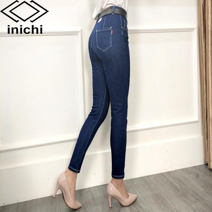 Quần jean nữ INICHI Q697 dài eo cao dáng ôm thiết kế giản dị phong cách hàn quốc quần jean co giản