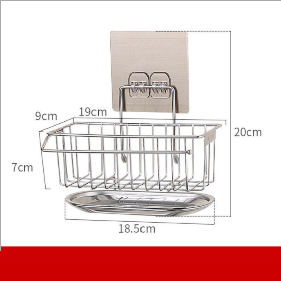 Kệ inox đựng đồ rửa bát có khay hứng nước dán tường tiện lợi