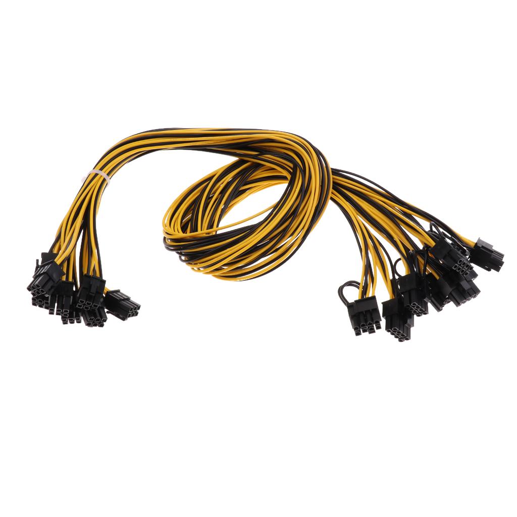 2x8Pcs PCI-E 6pin to 6+2Pin Power Splitter Cable Graphics Video Card Cord