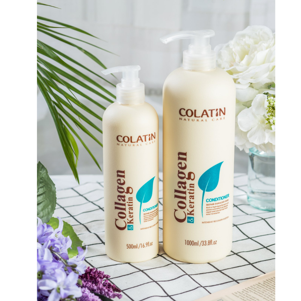 Bộ dầu gội xả dưỡng chất tơ tằm Collagen COLATIN Shampoo &amp; Conditioner 500ml