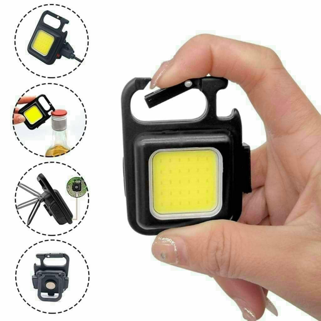 Đèn led mini COB 800 Lumens - Đèn pin siêu sáng có móc khóa đa năng chống nước, sạc usb tiện dụng