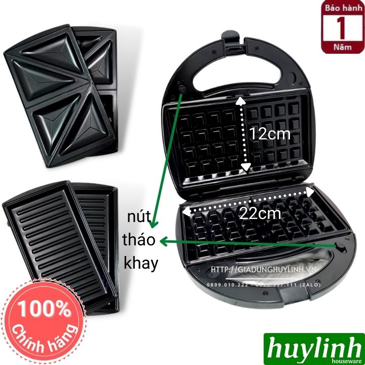 Máy nướng bánh sandwich, hotdog, waffle Tiross TS513 - 3 trong 1 - 750W - Hàng chính hãng