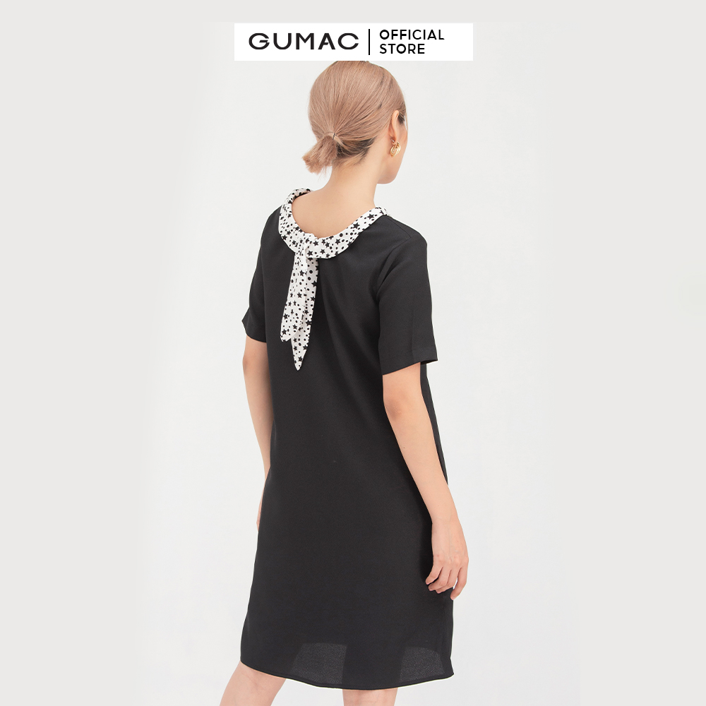 Đầm dáng xòe suông phối cổ GUMAC DB757