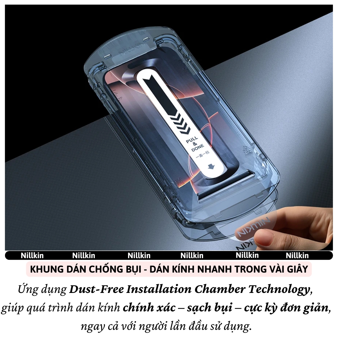 Dán kính cường lực kèm khung hỗ trợ dán chống chói NanoClear AR Coating Nillkin Amazing H+ PRO AR cho iPhone 17 Pro Max / Air - độ mỏng 0.2 mm chống bể chống bụi chống va đập màn hình, khung hỗ trợ dán - Hàng nhập khẩu