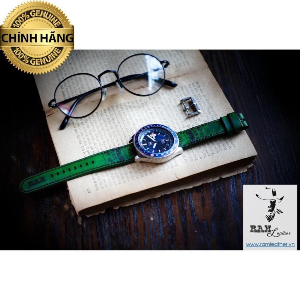 DÂY ĐỒNG HỒ TRỐNG ĐỒNG XANH LÁ VEGTAN PHỦ 1 MÀU DÀNH CHO CASIO AE1200/SEIKO5 - HÀNG CHÍNH HÃNG