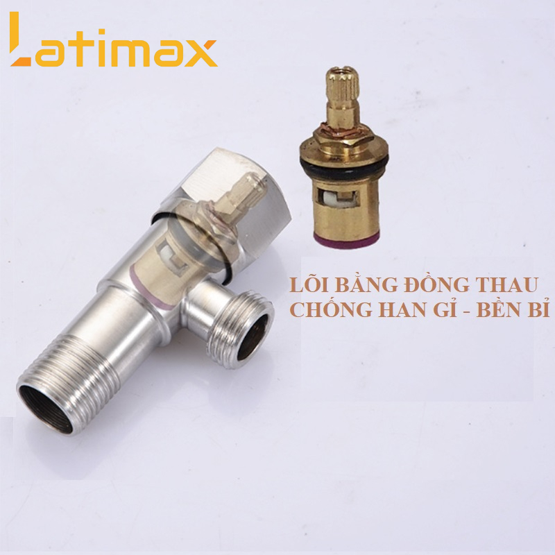 Van giảm áp lực nước Inox 304 chữ F - Van điều áp Latimax VGA1 có khóa vặn cao cấp