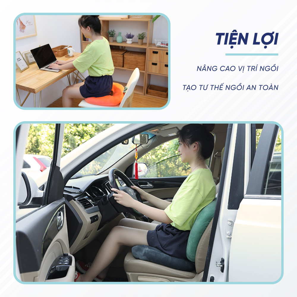 Đệm Ngồi Tăng Chiều Cao Ghế Lái Ô Tô Xe Hơi, Tựa Lưng Hơi Ghế Văn Phòng Hình Thú Bông Dễ Thương Mềm Mại