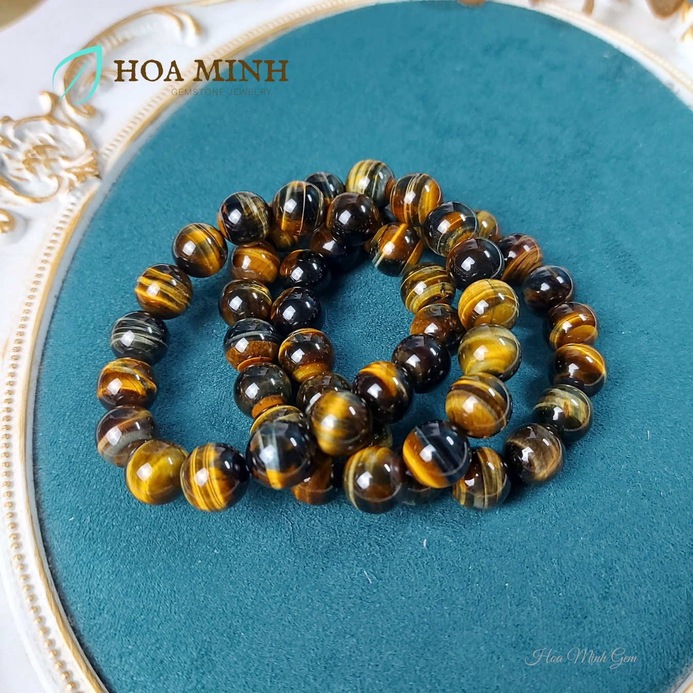 Vòng tay chuỗi đá Mắt Hổ Chim Ưng size hạt 12 li loại 5A bóng đẹp không kén mệnh