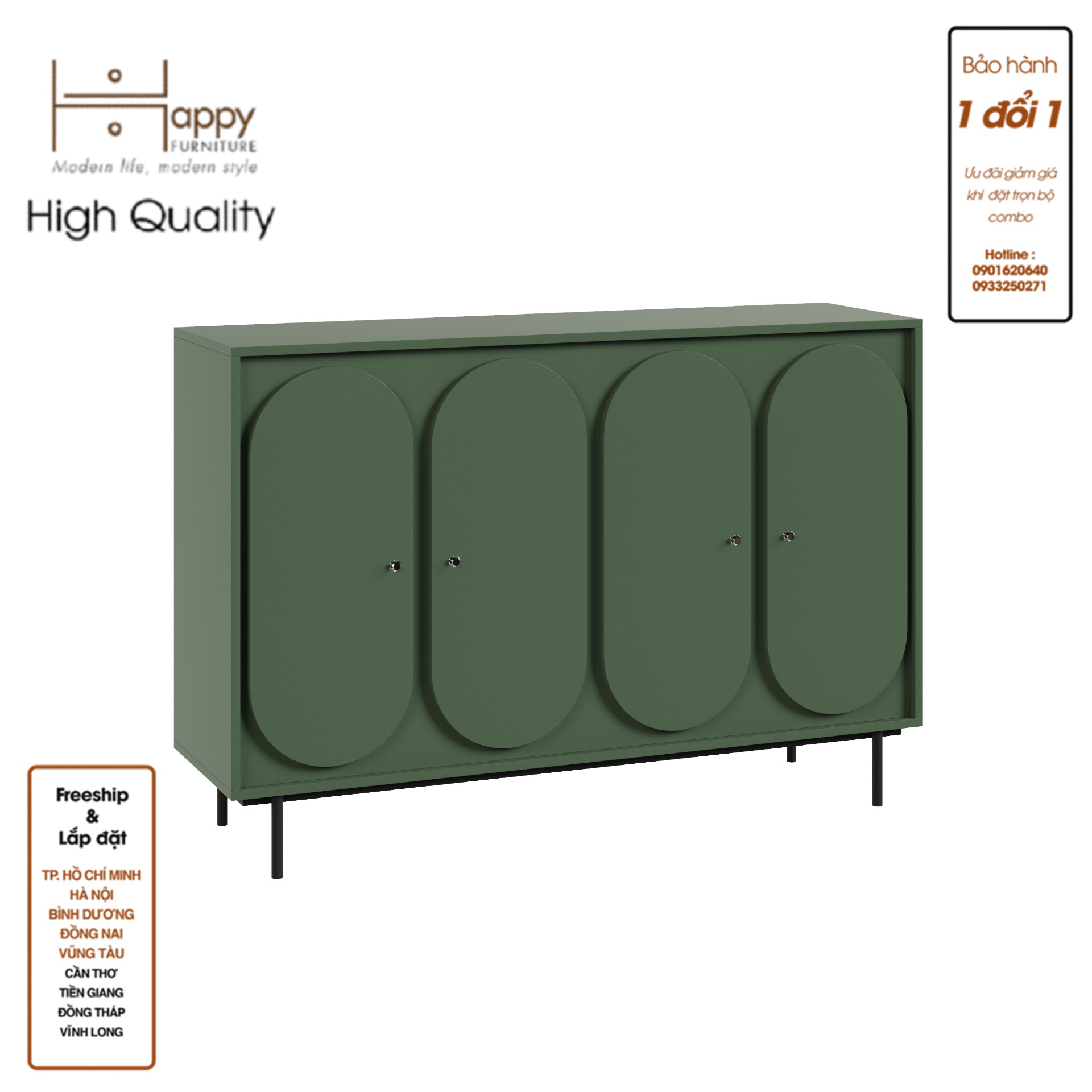 SWEETY, Tủ đựng đồ 4 cửa mở - chân sắt, 140cm x 40cm x 95cm , TCM_062