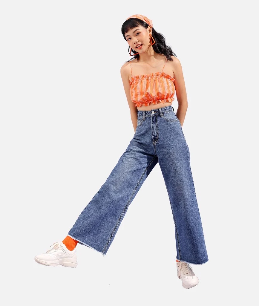 HNOSS Áo croptop hai dây 100%polyester CMA12009051GC