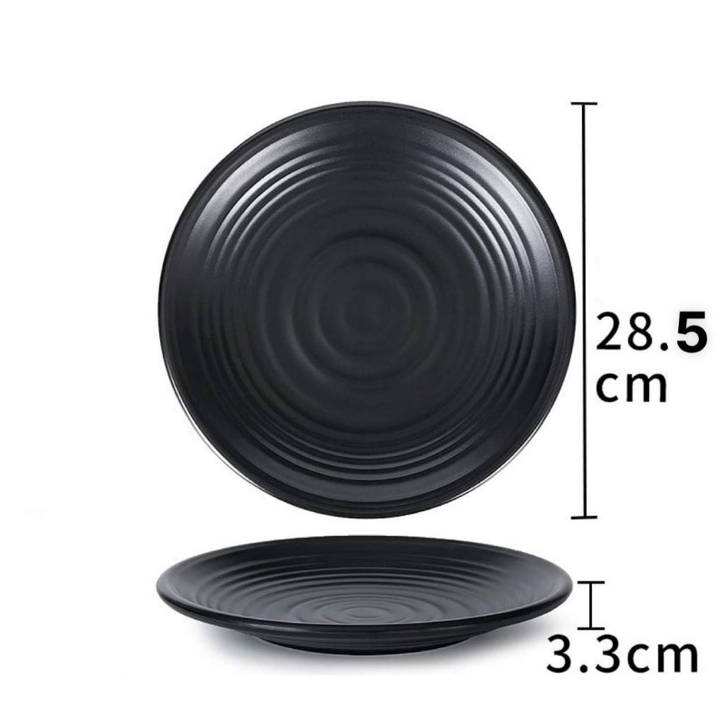 Đĩa Nhựa Phíp Melamine Tròn Đen Nhám đủ size nhỏ