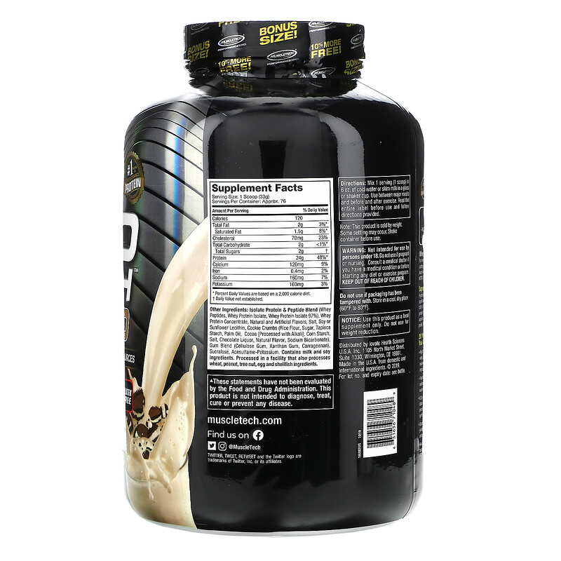 Sữa tăng cơ NITRO TECH 100% WHEY GOLD Hộp 5,5lbs (2.3kg) hỗ trợ tăng cơ, phục hồi, phát triển cơ bắp - Vị Cookies &amp; Cream- Kèm quà - Hàng Chính Hãng USA