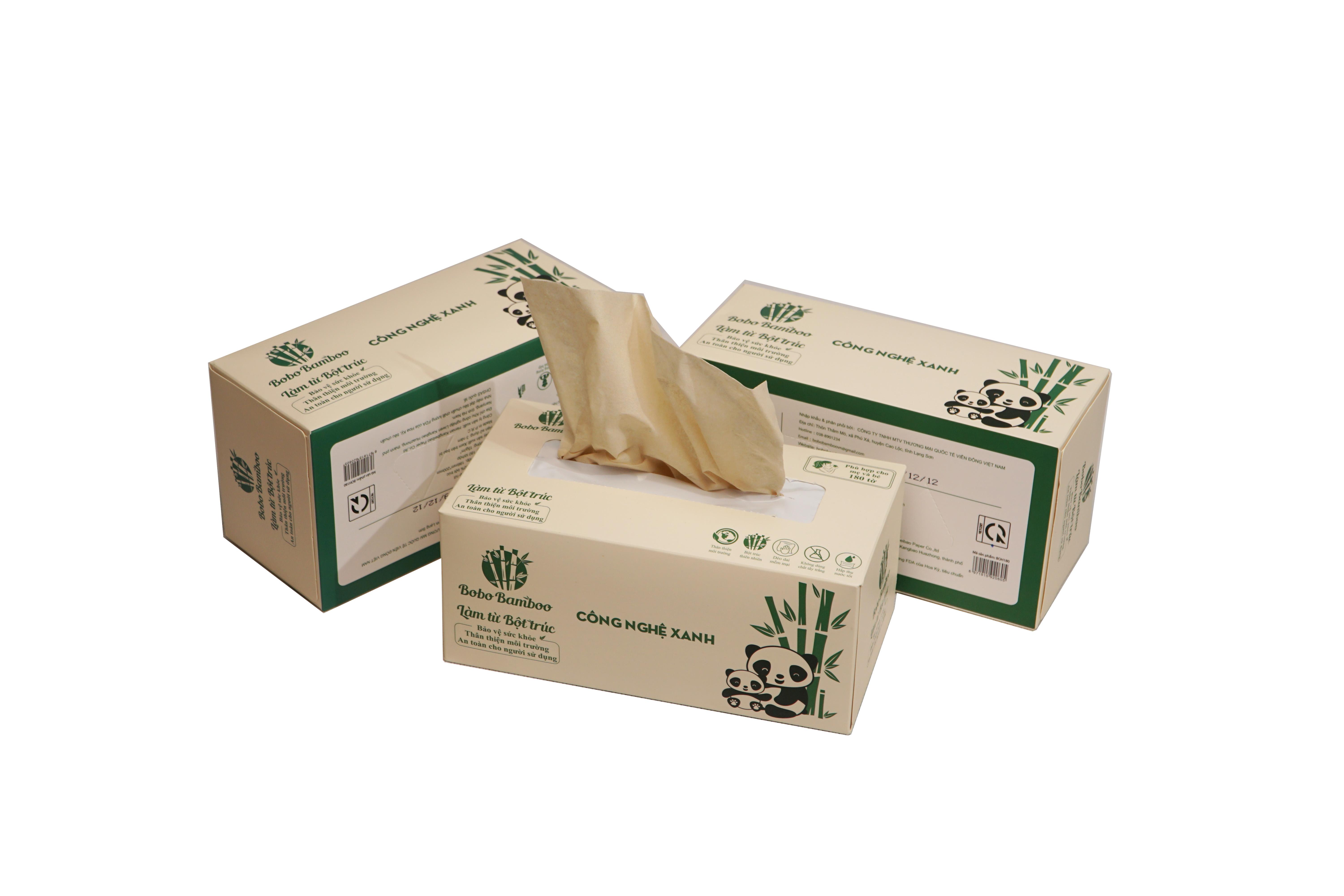 5 Hộp Giấy Gấu Trúc BOBO BAMBOO Cao Cấp 100 tờ Siêu Dai