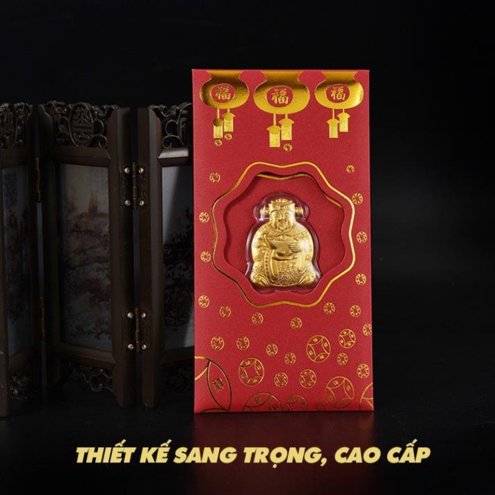 Bao Lì Xì Thần Tài Mạ Vàng Hongkong Cao Cấp