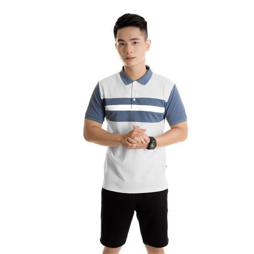 Áo polo nam phối sọc thân cotton cá sấu tay ngắn PL02