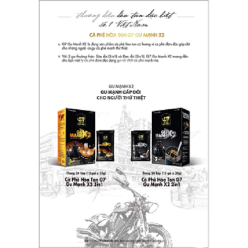 Cà Phê G7 3in1 Gu Mạnh X2 Trung Nguyên Legend - Cà phê hòa tan sữa (Hộp 12 gói)