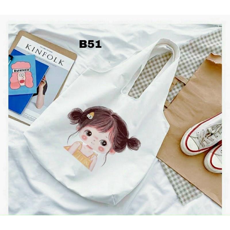 TOTE ĐEO VAI- Túi Nhật Canvas- Bé gái- vừa A4