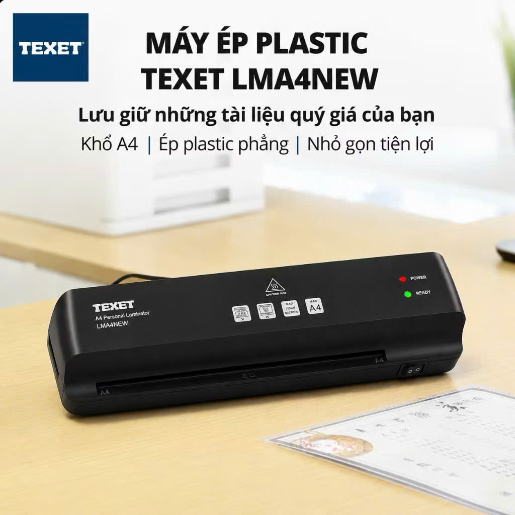 Máy ép nhựa khổ A4 Texet LMA4NEW model 2026 (Bảo hành 12 tháng)