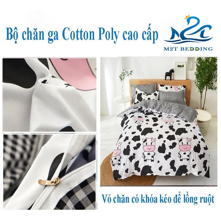 Bộ chăn ga gối drap Cotton Poly M2T bedding chăn ga Hàn Quốc miễn phí bo chun drap ga giường - Những chú bò