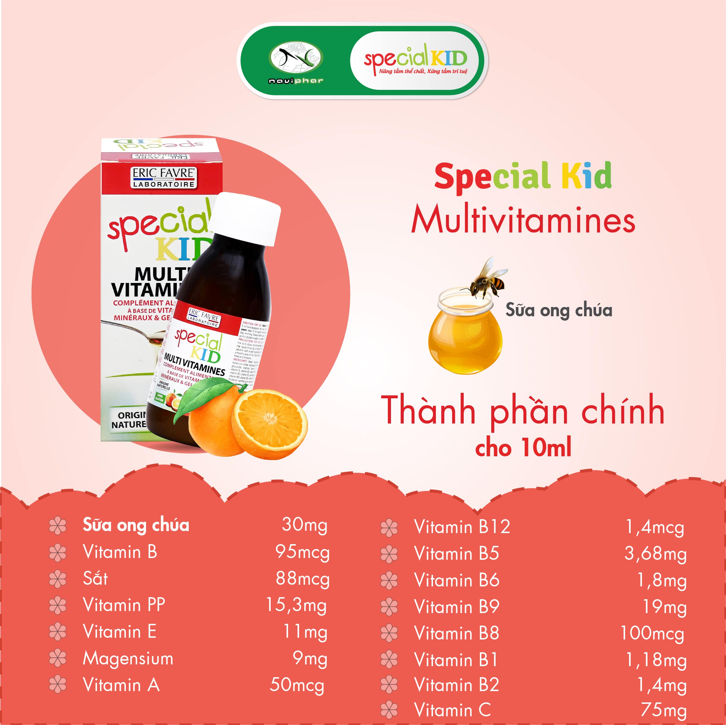 TPBVSK Special kid Multivitamin - Siro Bổ sung vitamin và khoáng chất - Hỗ trợ nâng cao sức khỏe, tăng cường sức đề kháng (125ml) [Siro - Nhập khẩu Pháp]