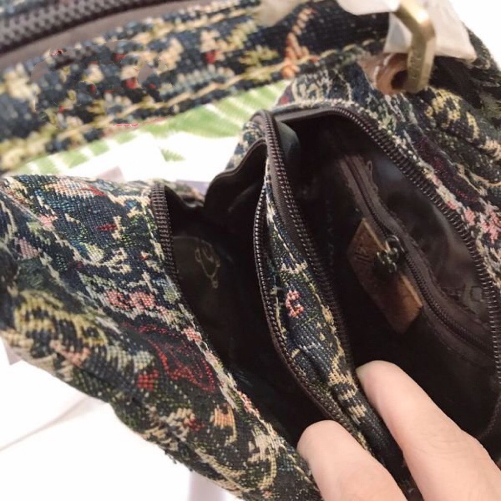 Túi bao tử ,túi đeo chéo nữ 2 ngăn với 5 chiếc là và thêu hoa văn cổ điển siêu xinh - DD144F899