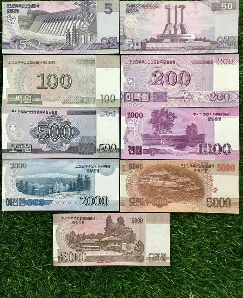 Bộ tiền Triều Tiên đầy đủ 9 tờ, tiền cổ sưu tầm