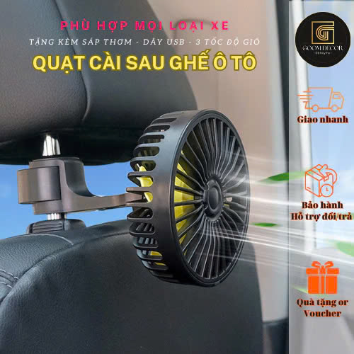 Quạt Mát Ghế Sau Xe Hơi Nguồn 5V 3 Tốc Độ - Mẫu Mới Đỉnh Cao Gió Mạnh Mẽ, Gấp Gọn Tiện Lợi