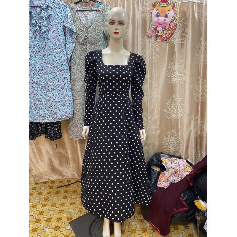 Váy maxi thiết kế cổ vuông tay phồng cực xinh - maxi Ái nhi cực rẻ siêu xinh, vải bao mát không nóng