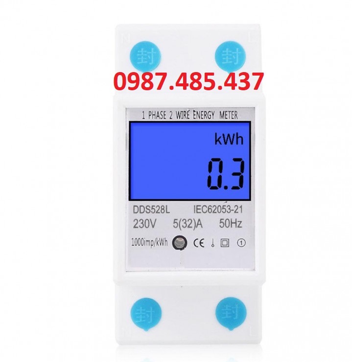 Công tơ điện tử 1 pha 60A 220V - Đồng hồ đo công suất Kwh