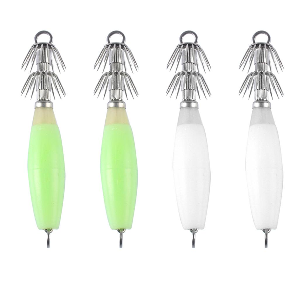 4pcs Shrimp Prawn Fishing Lures Squid Jigs Hooks Freshwater Saltwater Bait