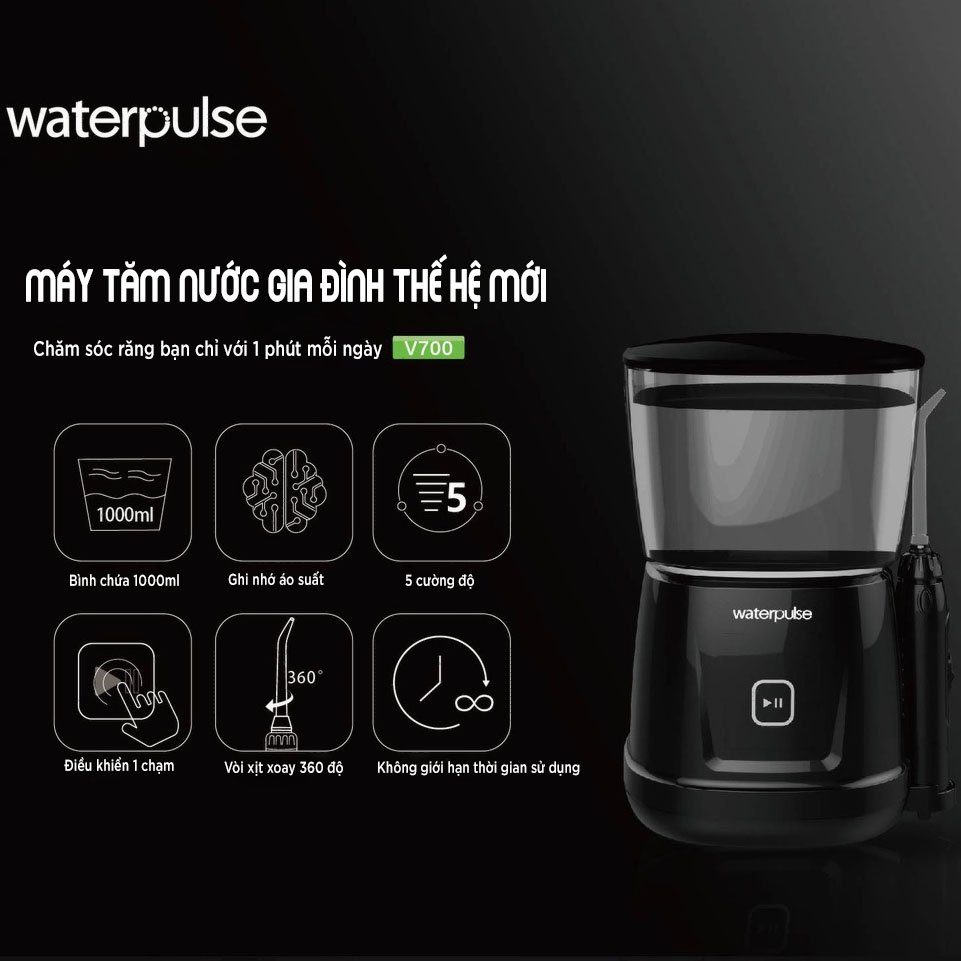 Máy Tăm Nước Gia Đình Xịt Rửa Vệ Sinh Răng Miệng Cao Cấp Waterpulse V700