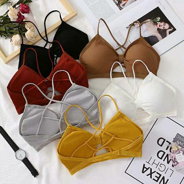 Áo lót nữ bra len tăm hai dây đan kiểu dáng mới N026