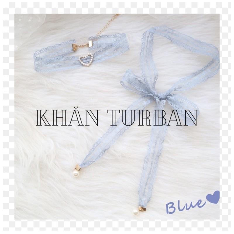 Choker ren màu xanh đính hạt - vòng cổ ren đính hạt