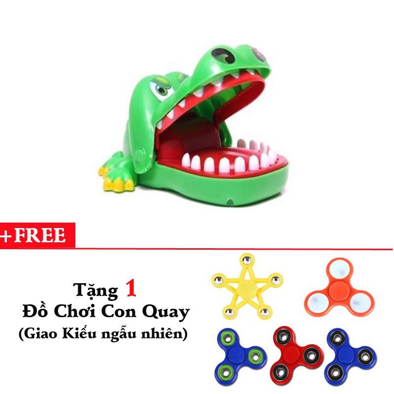 Đồ chơi khám răng cá sấu + tặng đồ chơi con quay giải trí 3 cánh