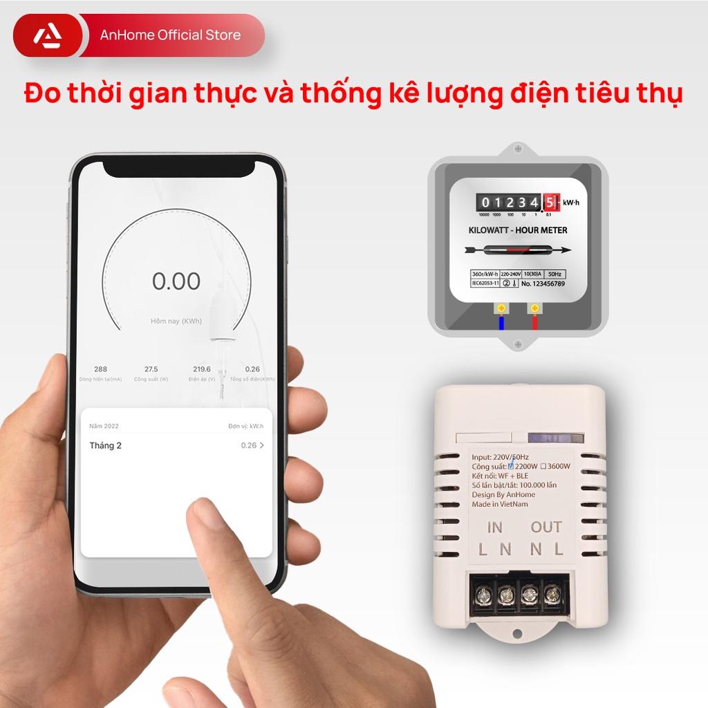 Công tắc đo điện thông minh WiFi+BLE AnHome S12, có hẹn giờ, công nghệ TrueSafe, Powered by Tuya Smart