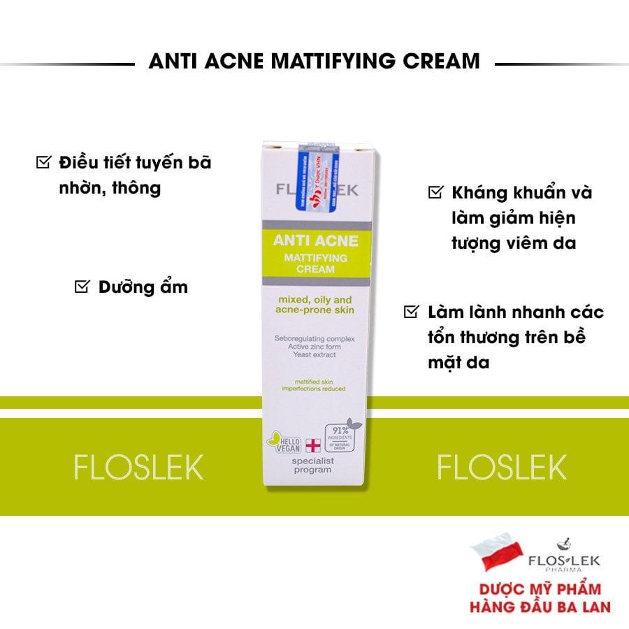 Kem Dưỡng Ẩm Và Kiểm Soát Dầu Floslek Anti Acne Mattifying Cream - Hee's Beauty Skincare