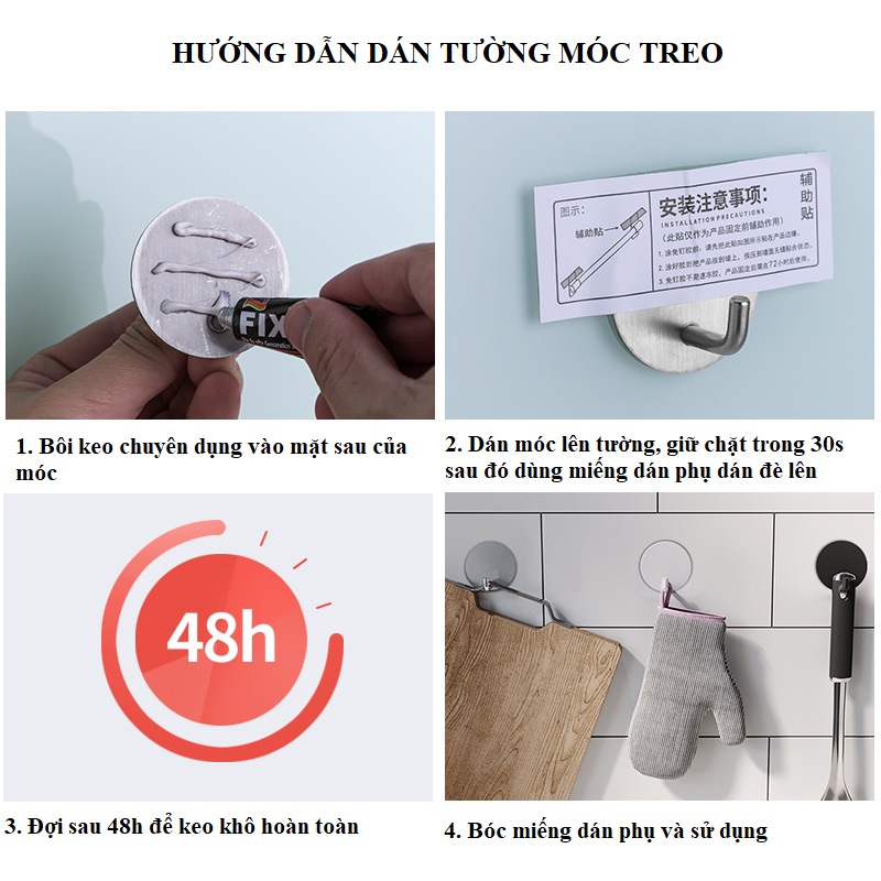 Móc Treo Đồ Dán Tường Inox 304 Latimax MD04 vòi Voi Đế tròn - Tặng kèm keo dán chuyên dụng siêu chịu lực