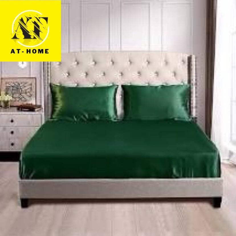 Bộ Ga Gối Phi Lụa 4 Món Cao Cấp Thương hiệu LAN PHAM BEDDING Mát Mịn - Màu Xanh Lá Cây