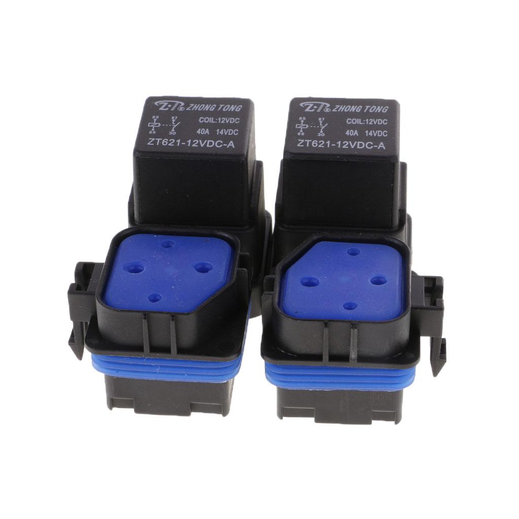 4 Set of 40A 12V 4 Pin Relay Socket Base Terminals for Car Motorcycle Boat