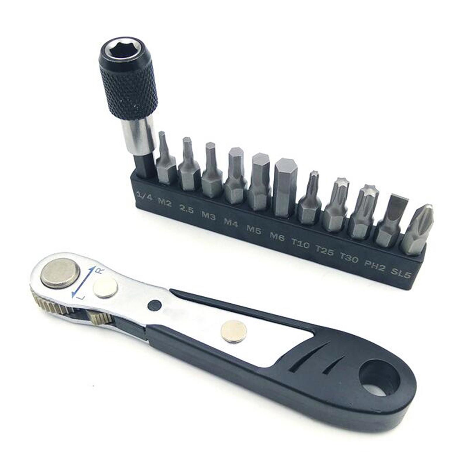 Mini Ratchet Wrench Set Socket Screw Bits Kit Bike Car RepairIing Tools