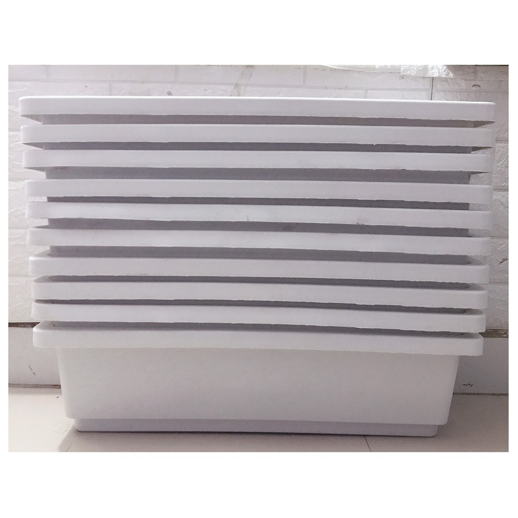 10 Chậu/ Khay/ Máng Nhựa Trồng Rau, Trồng Hoa, Cây Cảnh Kích Thước 60X20X16Cm - Màu Trắng