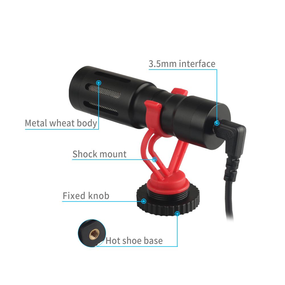 Bộ ngưng tụ video Cardioid Đa năng Mic cắm 3.5mm với Đế chống Sốc cho DSLR ILDC