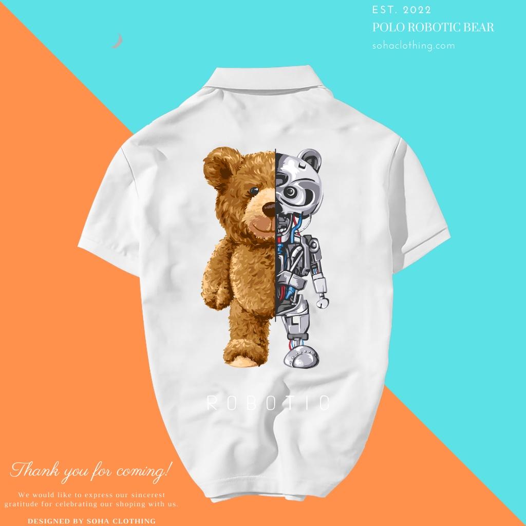 Áo Thun Polo Nam Basic cổ bẻ vải Cá Sấu chuẩn form,hình in sắc nét, BEAR ROBOTIC -SoHa Clothing