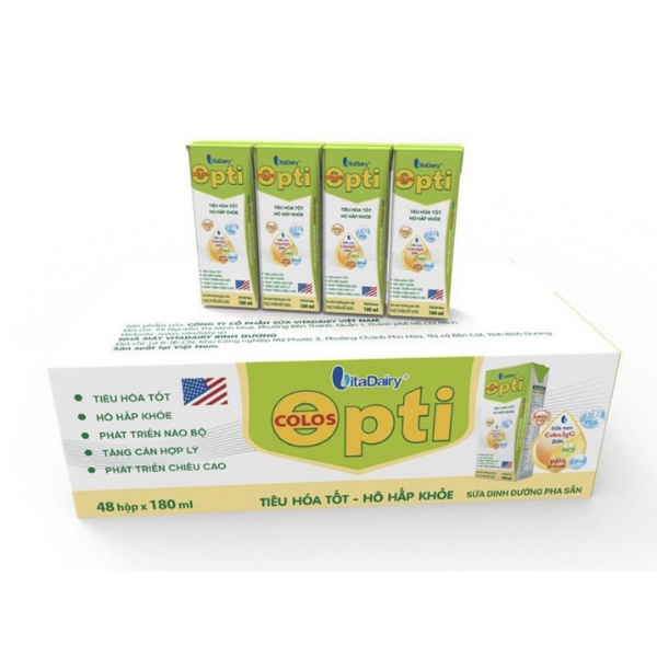 SBPS Colos Opti 180ml giúp bé hô hấp khỏe, tiêu hóa tốt ( lốc 4 hộp ) - VitaDairy