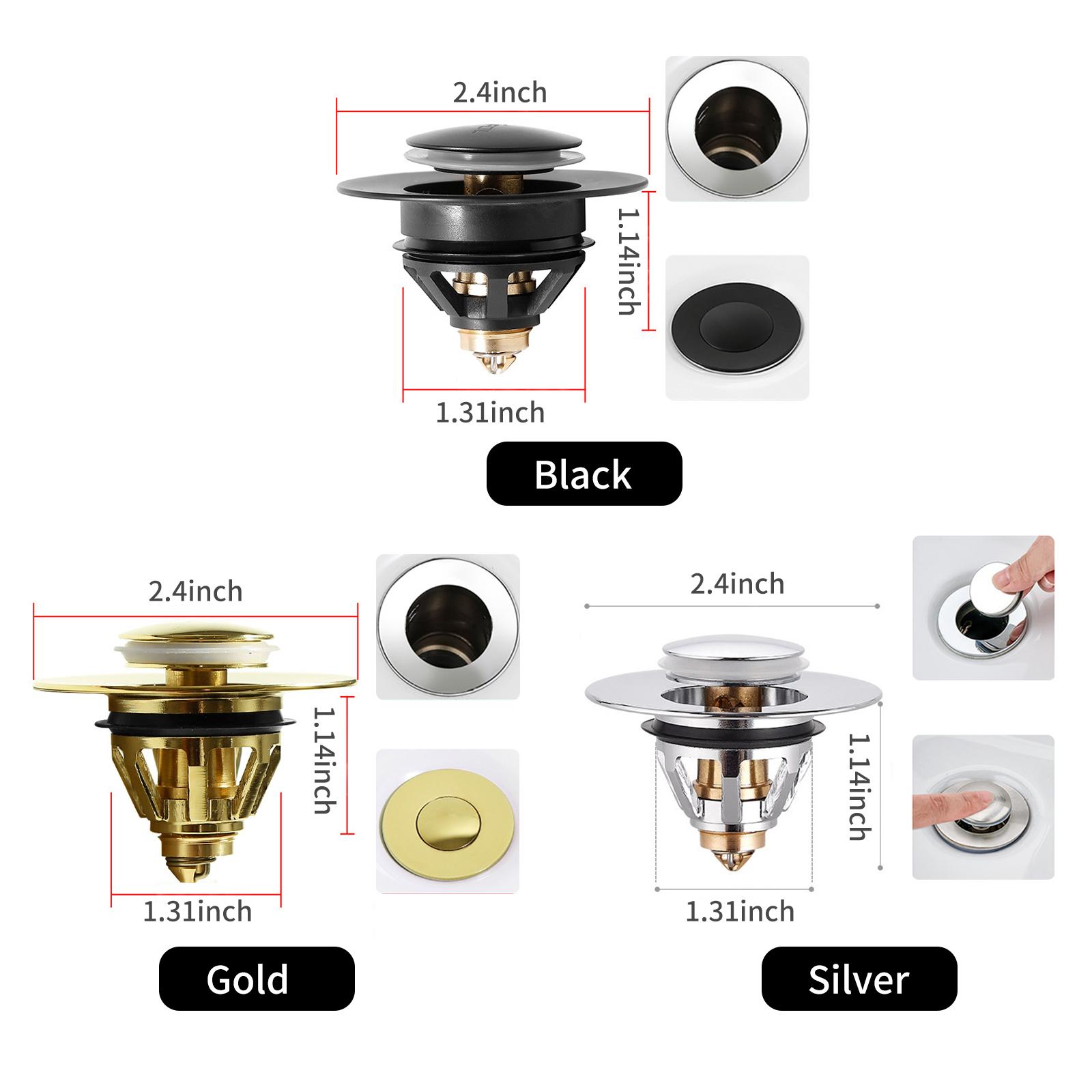 Nút lọc chìm có thể bật lên bồn rửa mặt lavabo nhà tắm bằng thép không gỉ, ngăn tóc và vật thể lạ, thoát nước