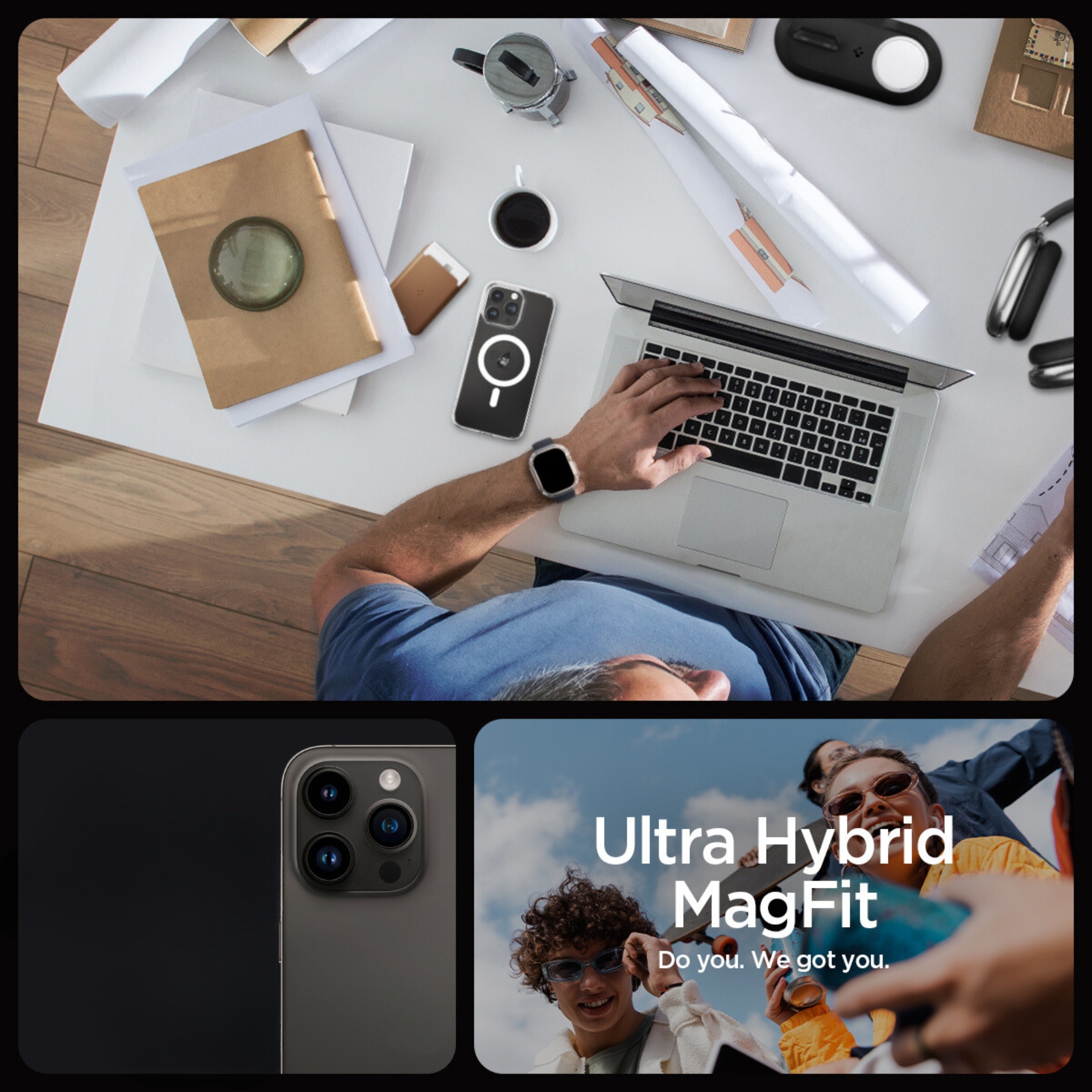 Ốp Lưng Spigen Hỗ Trợ Sạc Từ Tính Dành Cho iPhone 15 Pro Max / iPhone 15 Pro, SPIGEN CRYSTAL HYBRID MAGFIT - HÀNG CHÍNH HÃNG
