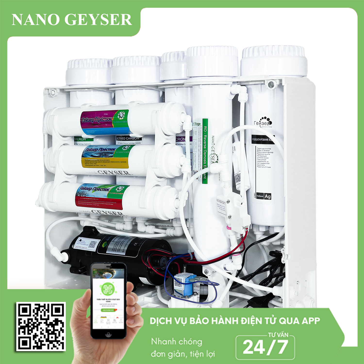 Máy lọc nước Nano Geyser ECO C8 công nghệ RO - Hàng Chính Hãng