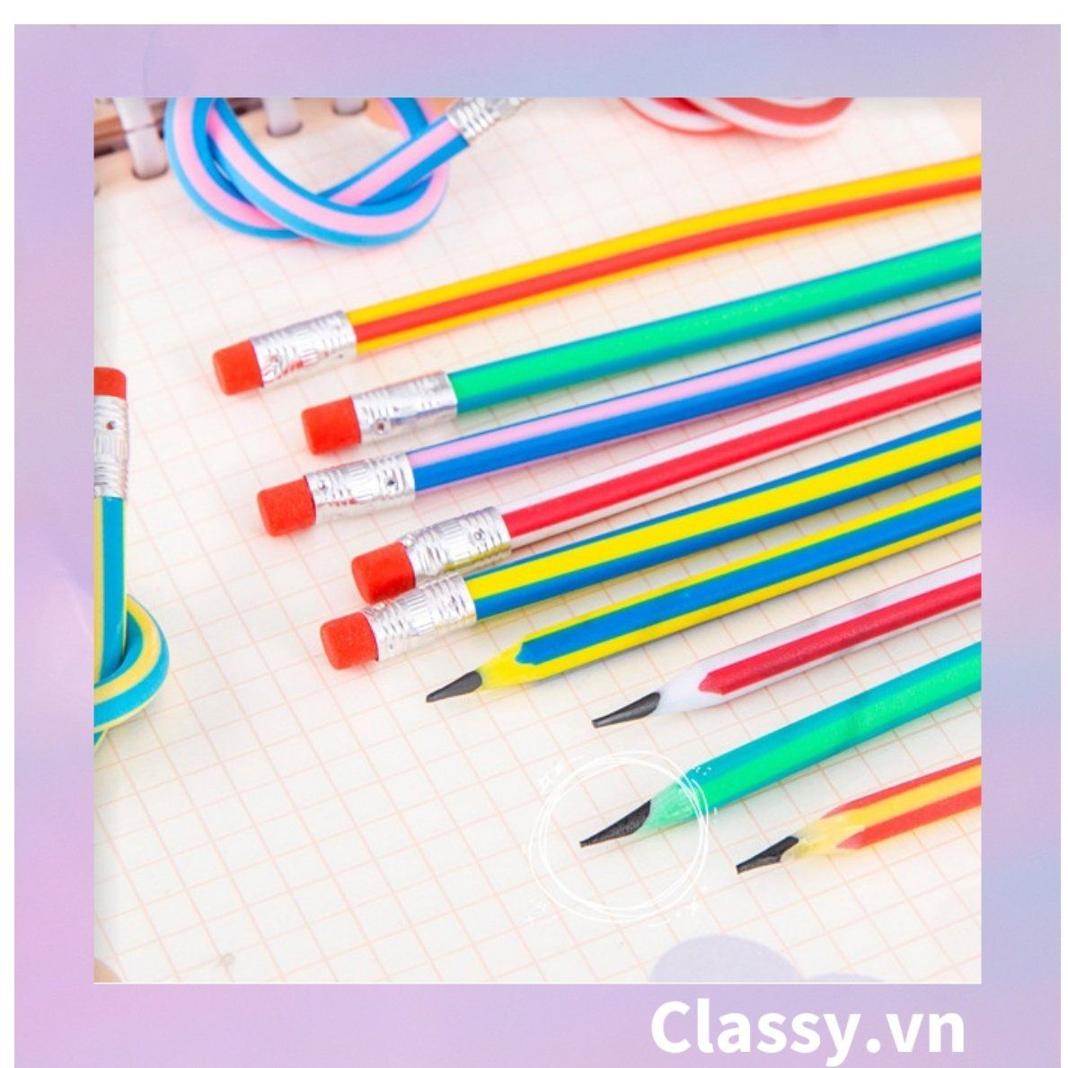 Bút chì mềm 30cm PVC sọc màu bút chì HB dẻo có thể gấp tròn lại được sáng tạo PK1820