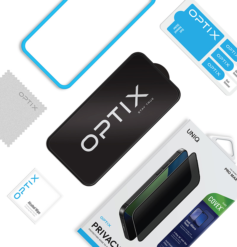 Kính Cường Lực Chống Nhìn Trộm iPhone 17 Series UNIQ Optix Covex PRIVACY AG Dày 0.33mm Bảo Vệ Sự Riêng Tư Và Chống Chói Hàng Chính Hãng