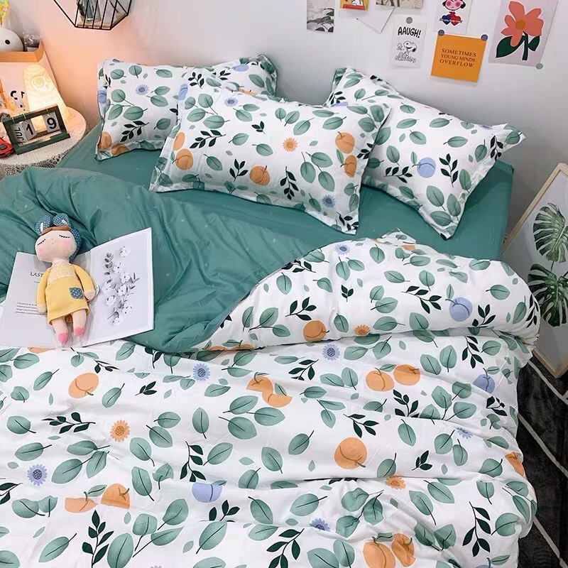 Bộ Chăn Chần Ga Gối Cotton LIDACO SP001133 - Trái Đào Cam
